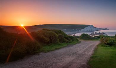 Sunrise coming over seven sisters view from Seaford Nature reserve