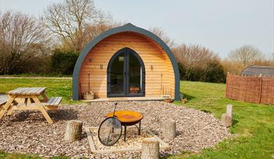 This is an image of one our glamping pods from the front.