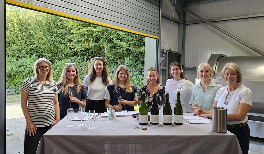 Private tour sampling sparkling wines in the winery