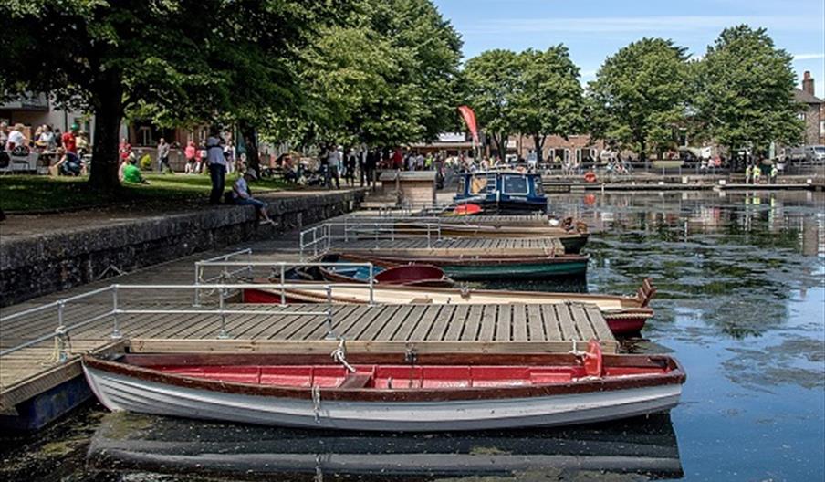 view of boats moored on chichester canal