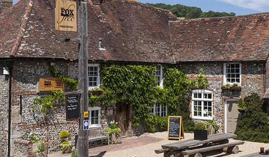 Outside of The Fox Goes Free pub in Chichester