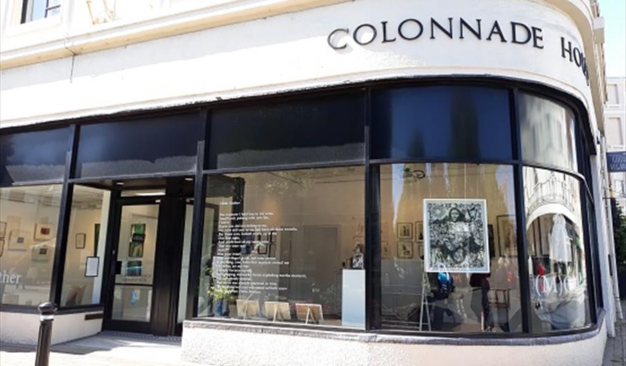 view of the entrance to Colonnade House building