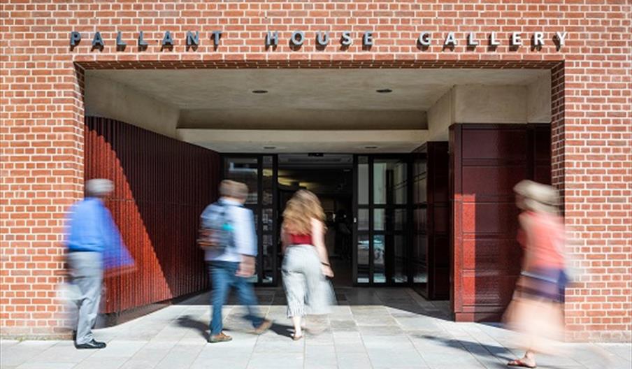 People walking into Pallant House Gallery, Chichester, West Sussex.
