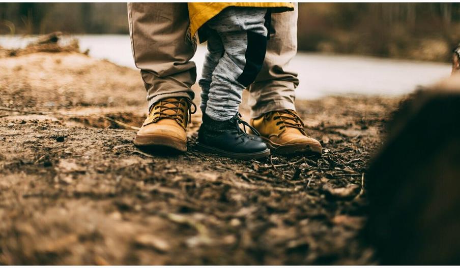Parent and children shoes outdoors