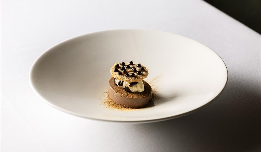 Venezuelan Chocolate Namelaka, Parsnip Ice Cream, Brioche, Birch Syrup