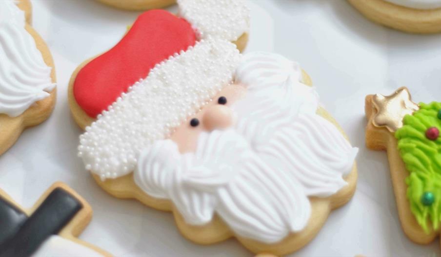 Santa shaped sugar cookie