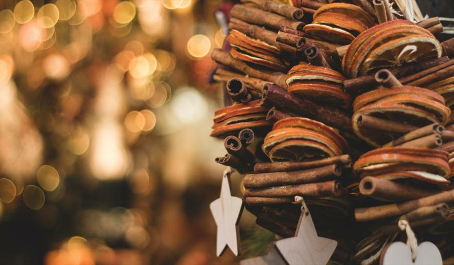 Cinnamon and dried orange slices decoration