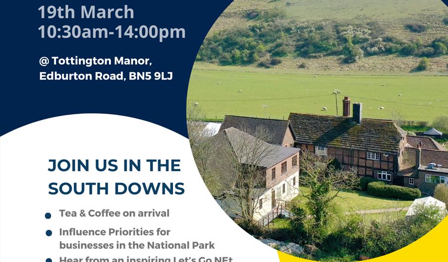 poster graphic of the event date and image of the downs