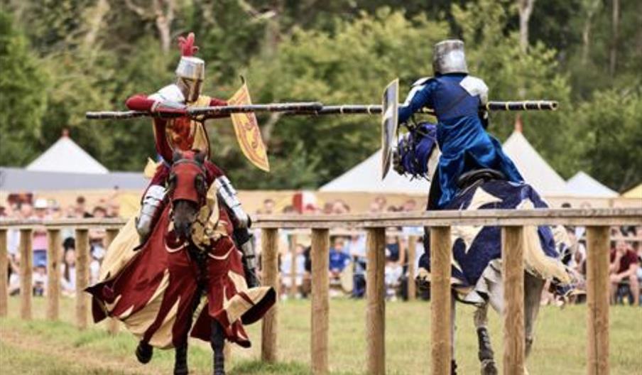 horsemen jousting at the tournament
