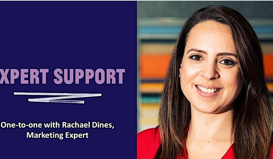 Graphic with image of Rachel Dines and words Expert Support