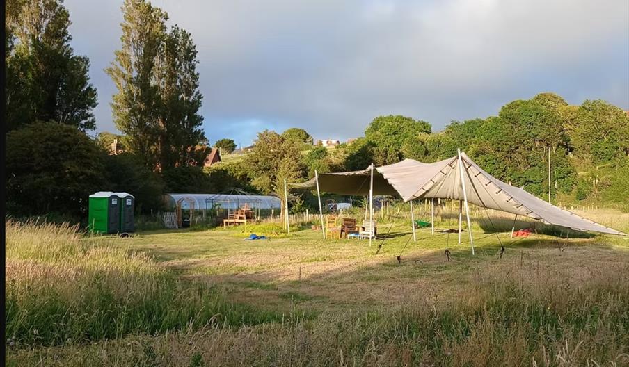 view of the field and events tent