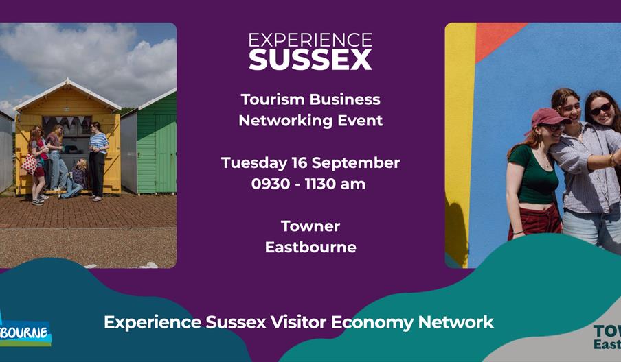 graphic with two images of poeple enjoying themselves outside in Eastbourne. And the details of the event
