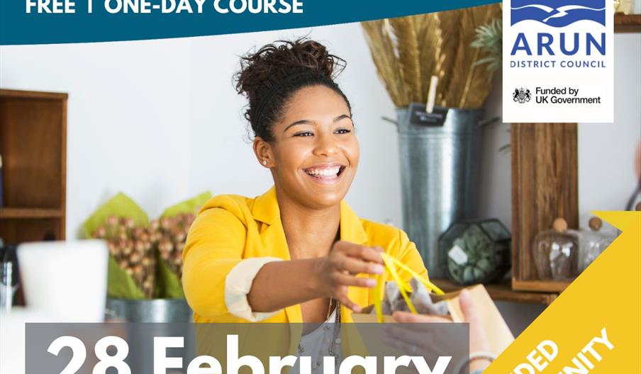 graphic with Welcome Host Gold Training and 28 February with smiling person in the back ground