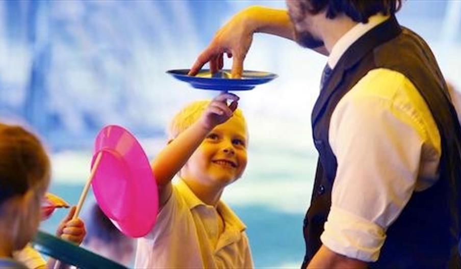children using circus tools