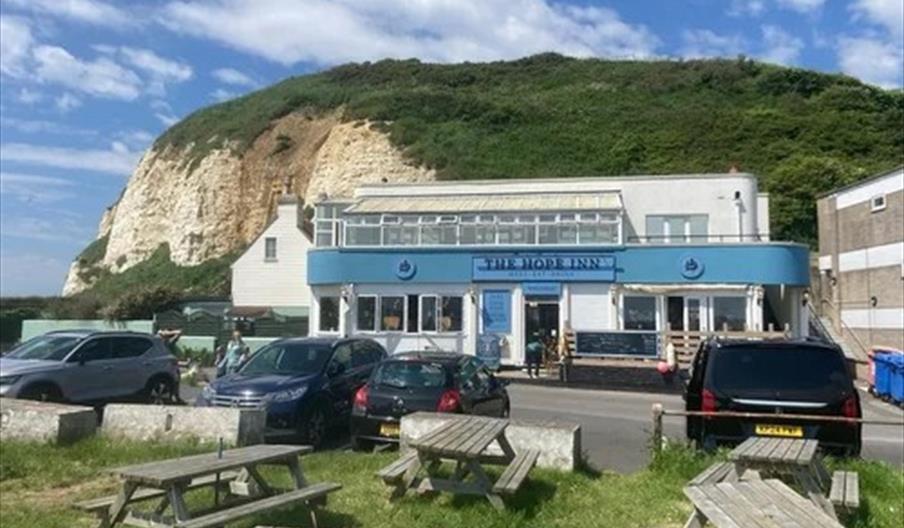 external view of the pub from the beer garden by the river