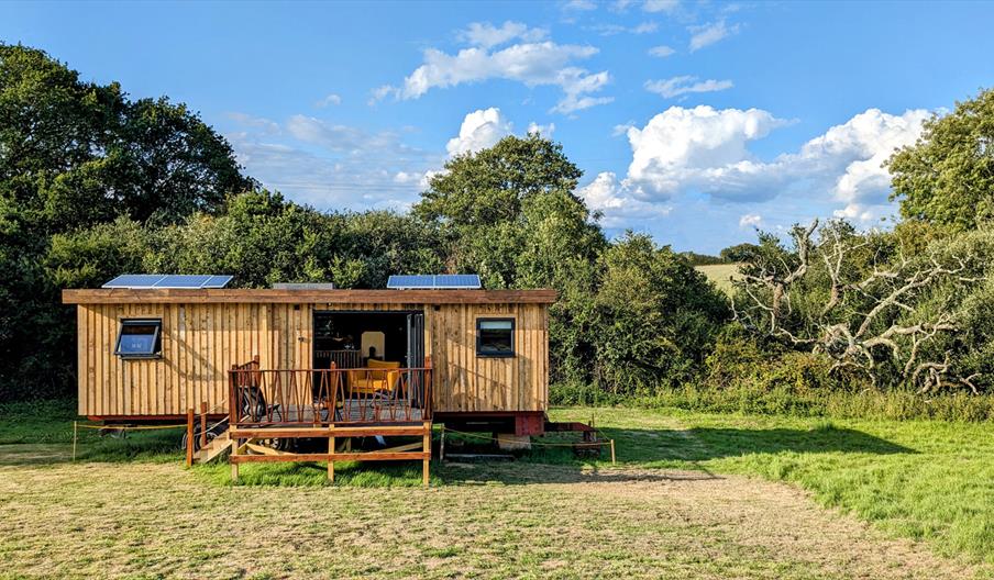 Eco-Cabin retreat set in a quiet meadow surrounded by trees in the Sussex countryside