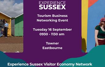 graphic with two images of poeple enjoying themselves outside in Eastbourne. And the details of the event