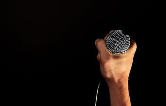 Hand holding a microphone
