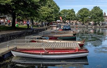 view of boats moored on chichester canal