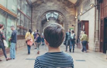 Child looking around a museum