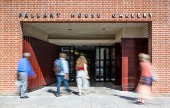 People walking into Pallant House Gallery, Chichester, West Sussex.
