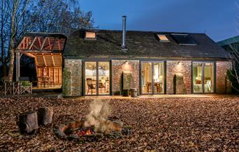 Tack Barn holiday cottage at night