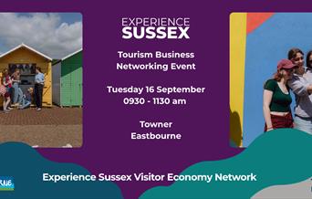 graphic with two images of poeple enjoying themselves outside in Eastbourne. And the details of the event
