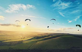 Paragliding over Mount Caburn