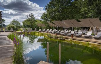 South Lodge spa exterior, pool and loungers