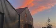 Gun Brewery & Taproom external with sunset
