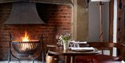 table in from an open fire