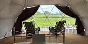 view from inside the glamping dome tent