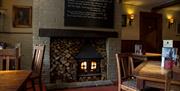 Fireplace inside The Royal Oak pub