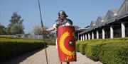 A Roman centurian with shield and spear