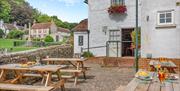 Tiger Inn beer garden with views of the village green