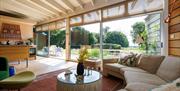 Living are in woodland cabin