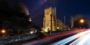 St Mary's Battle lit up at night