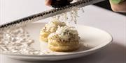 Truffle Crumpet cooked in Aged Duck Fat, Mushroom Ketchup, 60 Month Aged Parmesan