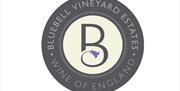 Bluebell Vineyard logo - a circle with a B on a cream background with the Wine of England along the bottom and Bluebell Vineyard Estates around the to