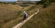 Cyclist riding up the Devils Dyke near Brighton