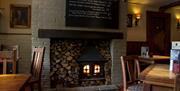 The cosy fire at The Royal Oak in Poynings
