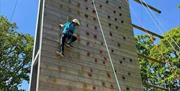 cimbing wall with a child climbing