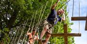 Adult and child on a crossing at Go Ape