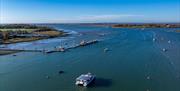 an aerial view of the solar heritage boat in chichester harbour