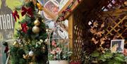 floral display outside the restaurant