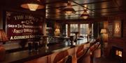 a warm interior of the pub bar