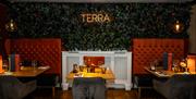 inside Terra restaurant dining area, perfect for Friday Night Dining, celebrations, sunday lunch and romantic nights away.