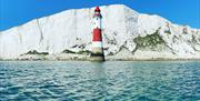 Beachy head light house and seven sisters cliffs view from the water