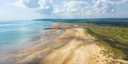 an aerial view of camber sands beach