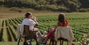 outdoor dining two people seated over looking the vines